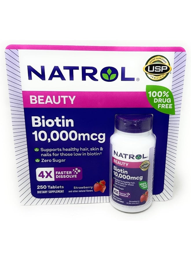 Natrol Biotin 10,000 mcg, 250 Fast Dissolve Tablets - Image 4